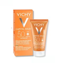 Kem Chống Nắng Vichy Capital Dry Touch SPF50 50ml – Dành Cho Da Dầu, Chống Nhờn, Bảo Vệ UVA/UVB, Thấm Nhanh, Không Paraben