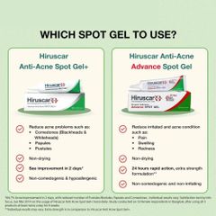 Gel Hiruscar Anti Acne ADVANCE 10g - Hỗ Trợ Giảm Mụn, Mờ Thâm và Làm Sáng Da, Giảm Sưng Đau Mụn