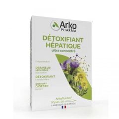 Thải độc gan Arkopharma Detoxifiant Hepatique - Hỗ trợ phục hồi chức năng gan, 20 ống từ Pháp, tự nhiên và an toàn
