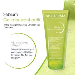 Sữa Rửa Mặt Bioderma Sebium Actif 200ml cho Da Dầu Mụn - Giúp Làm Sạch Sâu và Kiểm Soát Dầu Thừa, Độ pH Thân Thiện Với Da