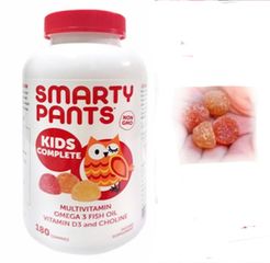Kẹo dẻo Vitamin tổng hợp Smarty Pants Kids Complete 180 viên, Bổ sung Omega 3, Giúp trẻ phát triển trí tuệ và sức khỏe, Hương vị trái cây ngon miệng