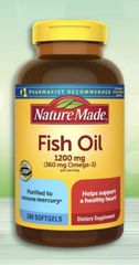 Dầu Cá Nature Made Omega 3 Fish Oil 1200mg (360mg Omega 3) Hộp 200 Viên - Thực Phẩm Chức Năng Hỗ Trợ Tim Mạch, Sức Khỏe Tổng Thể