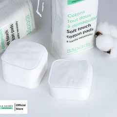 Bông Tẩy Trang La Soirée La Claire - Miếng Vuông Mềm Mịn 100% Cotton Cho Da Nhạy Cảm, Lớp Trang Điểm Sạch Sẽ