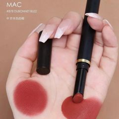 Son Môi MAC Powder Kiss Velvet Blur Slim 878 Dubonnet - Màu Đỏ Gạch, Dưỡng Ẩm, Lên Màu Chuẩn, Sản Phẩm Nhập Khẩu Mỹ