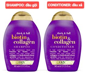 Bộ Dầu Gội - Xả OGX Biotin & Collagen 385ml - Kích Thích Mọc Tóc, Ngăn Rụng Tóc cho Tóc Khoẻ, Dày Mượt, Dưỡng Ẩm Tự Nhiên