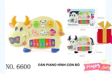 Đồ Chơi Đàn Piano Hình Con Bò - CBC 6600 Có Đèn LED Nhạc Ngẫu Nhiên Cho Trẻ Em - Đồ Chơi Giáo Dục Phát Triển Sáng Tạo