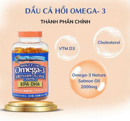 Viên Dầu Cá Hồi Pure Alaska Omega-3 Wild Salmon Oil 1000mg - Nhật Bản