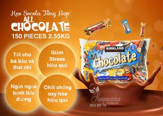 Socola Kirkland bịch lớn 2.55kg Chocolate 9 loại 150 chiếc, chính hãng Mỹ