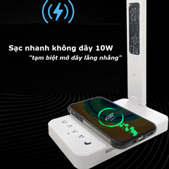 Đèn Bàn Học Chống Cận 8W Sạc Nhanh Không Dây, Tích Hợp Đồng Hồ Vạn Niên và Đèn Ngủ - Thiết Kế Thông Minh, Đèn LED Cao Cấp
