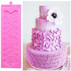 Khuôn silicon làm viền bánh, rau câu, fondant 30 hoa hồng xoáy - 1072