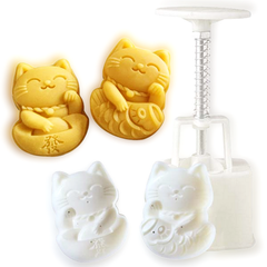 Khuôn trung thu lò xo 2 mặt mèo ngoắc tài lộc loại 50 gram – 1901 127249
