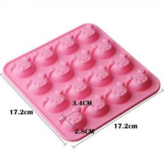 Khuôn silicon làm rau câu, socola 16 mặt heo con – Mã số 1087