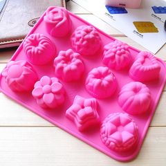 Khuôn silicon làm bánh, rau câu, socola 12 hoa tổng hợp - Mã số 1096