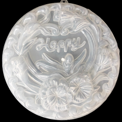 Khuôn rau câu sinh nhật, cưới hỏi hoa mẫu đơn chữ Happy 25cm-1821