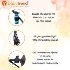 Xe đẩy Nôi Hai Chiều Baby Trend Passport Switch 4 Trong 1 - Xe Đẩy Đa Năng Dành Cho Bé, Phanh Dễ Sử Dụng, Giỏ Đựng Đồ Lớn