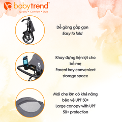 Xe đẩy cho bé Baby Trend Journey Jogging - Xe chạy bộ mọi địa hình, dễ dàng di chuyển, ghế ngả đa vị trí, phù hợp cho trẻ nhỏ