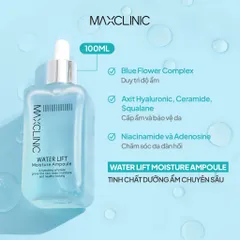 Tinh Chất Dưỡng Ẩm Maxclinic Water Lift Moisture Ampoule 100ml - Giải Pháp Cấp Nước, Làm Mềm Da, Chống Lão Hóa Hàn Quốc