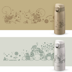 Bình Giữ Nhiệt Tiger 350ml cho Bé - Thiết Kế Nhật Bản, Khóa Tự Động, Hình Rùa và Sóc, Giữ Nóng Lạnh Lâu, Dễ Dàng Vệ Sinh