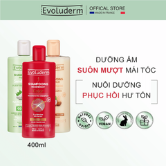 Dầu Gội Dưỡng Ẩm Evoluderm 400ml - Chiết Xuất Keratin, Bảo Vệ Màu Nhuộm, Phục Hồi Tóc Hư Tổn, Tóc Suôn Mượt, Dầu Tóc Chất Lượng Cao
