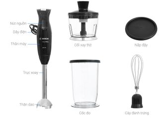 Máy Xay Cầm Tay Bosch MSM2650B - Đa Chức Năng Xay Thịt, Rau, Đá, Đánh Trứng, Cho Bé - Thiết Kế Gọn Nhẹ, Chính Hãng Đức