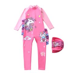 Bộ Đồ Bơi Liền Thân Dài Chống Nắng Cho Bé - Họa Tiết Kỳ Lân - Size M đến 5XL