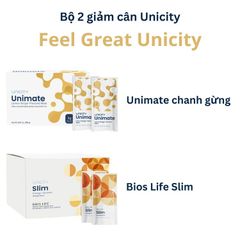 Bộ Giảm Cân Siêu Tốc Unicity Feel Great - Combo Unimate Chanh Gừng và Bios Life Slim Hỗ Trợ Kiểm Soát Cân Nặng Tự Nhiên