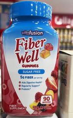 Kẹo Dẻo Bổ Sung Chất Xơ Vitafusion Fiber Well 90 Viên - Hỗ Trợ Tiêu Hóa, Không Đường, Hương Đào Dâu Tây MỸ