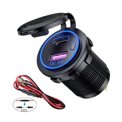 Tẩu Sạc Nhanh Ô Tô/Máy Móc MITARY MTR006 - 67W, 2 Cổng USB & Type-C, Công Tắc Bật/Tắt, Sạc Nhanh Cho iPhone, Samsung, LG