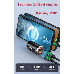 Tẩu sạc nhanh đa năng 200W cho Huawei, Oppo, Vivo, Xiaomi,Oppo, Honor , Samsung I-Phone, LG trên ô tô xe máy- MTR015