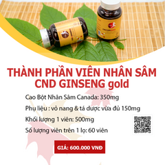 Viên Nhân Sâm CND GINSENG Gold - Thực Phẩm Bảo Vệ Sức Khỏe Hỗ Trợ Năng Lượng & Giấc Ngủ - 60 Viên Canada