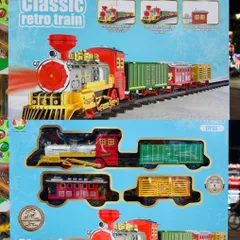 Đồ chơi tàu hỏa đường ray chạy bằng pin 699-73 có 4 toa có đèn và nhạc