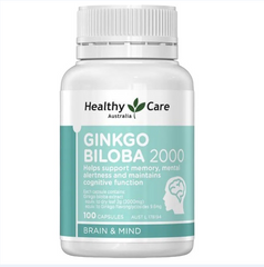 Viên uống bổ não Healthy Care Ginkgo Biloba 2000mg, 100 viên - Tăng cường trí nhớ, hỗ trợ tinh thần, nhập khẩu Úc