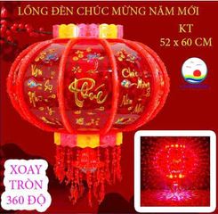 Đèn Lồng Điện Xoay 360 Độ Chúc Mừng Năm Mới - Đèn Trang Trí Tết Nhấp Nháy Với Chữ Tiếng Việt, Phù Hợp Lễ Hội, Kích Thước 60cm
