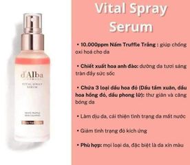 Xịt khoáng D'Alba Piedmont Vital Spray Serum 100ml (Hồng)