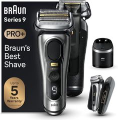 Máy Cạo Râu Điện Braun Series 9 Pro+ 9577CC Silver - Công Nghệ Cạo Râu Nhật Bản, Sạch Sẽ, Đúng Vòm, Sử Dụng 60 Phút