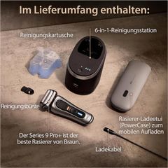 Máy Cạo Râu Điện Braun Series 9 Pro+ 9577CC Silver - Công Nghệ Cạo Râu Nhật Bản, Sạch Sẽ, Đúng Vòm, Sử Dụng 60 Phút