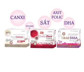 Bộ 3 Sắt bầu Chela-Ferr Forte + Gold DHA +Canxi Chela D3