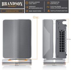 Quạt Sưởi Gốm Brandson 1200W - Quạt Sưởi Động Lực, Tiết Kiệm Năng Lượng, An Toàn, Thích Hợp Cho Mọi Mùa Đông