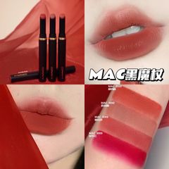 Son Thỏi MAC Powder Kiss Velvet Blur Slim - Dưỡng ẩm lâu 12 giờ, bền màu, 875 Đỏ Cam, 877 Đỏ Gạch, 889 Đỏ Ruby, Mỹ