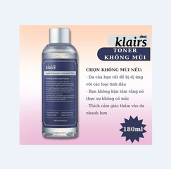 Nước hoa hồng không mùi Klairs Supple Preparation Unscented 180ml.