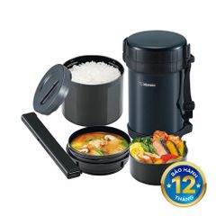 Hộp cơm giữ nhiệt Zojirushi SL-XE20-AD 790ml, thép không gỉ, bao gồm 3 hộp và đũa, giữ nóng 6 giờ, tiện lợi cho văn phòng và đi học