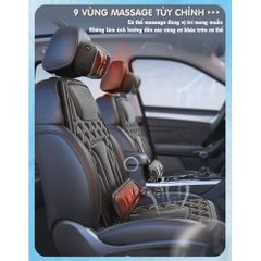 Nệm massage ô tô Nikio NK-150 - Con lăn 3D kết hợp rung và nhiệt hồng ngoại, giảm đau mỏi cổ vai gáy, lưng, mông, tiện lợi cho xe hơi và văn phòng