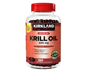 Dầu nhuyễn thể Kirkland Signature Krill Oil 500mg - Hỗ trợ tim mạch, bổ sung Omega-3, dễ uống, 180 viên Mỹ