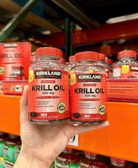 Dầu nhuyễn thể Kirkland Signature Krill Oil 500mg - Hỗ trợ tim mạch, bổ sung Omega-3, dễ uống, 180 viên Mỹ