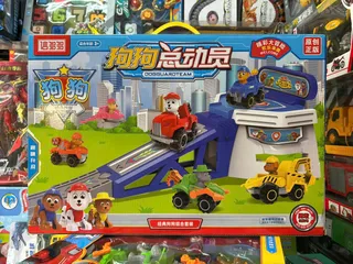 Đồ chơi 6 xe đội chó cứu hộ chạy bằng đà có đường trượt 19139