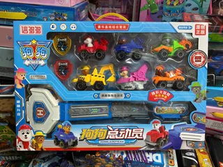 Đồ chơi 6 xe đội chó cứu hộ chạy bằng đà có đường trượt 19139