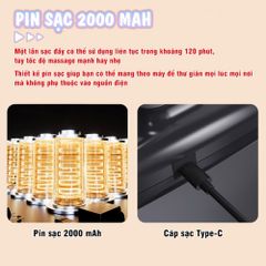 Máy đấm lưng 4 đầu Nikio NK-272 cầm tay - 6 chế độ, 20 tốc độ massage giúp giảm đau nhức mỏi, giãn cơ toàn thân