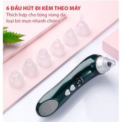 Máy hút mụn đầu đen kết hợp massage nhiệt nóng Nikio NK-220 - 6 đầu hút