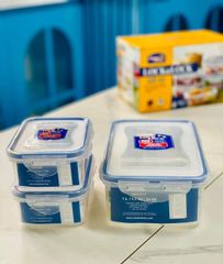 Bộ 3 Hộp Bảo Quản Thực Phẩm LocknLock Classic - 1L & 2x350ml, Nhựa PP An Toàn, Thiết Kế Chống Thẩm Thấu, Dùng Để Tủ Lạnh & Lò Vi Sóng