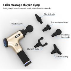 Súng massage cầm tay Nikio NK-171 - Sạc chạm thông minh, 6 đầu matxa độc đáo